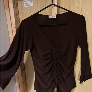 MKM Designs Women's Chocolate Ruched Blouse